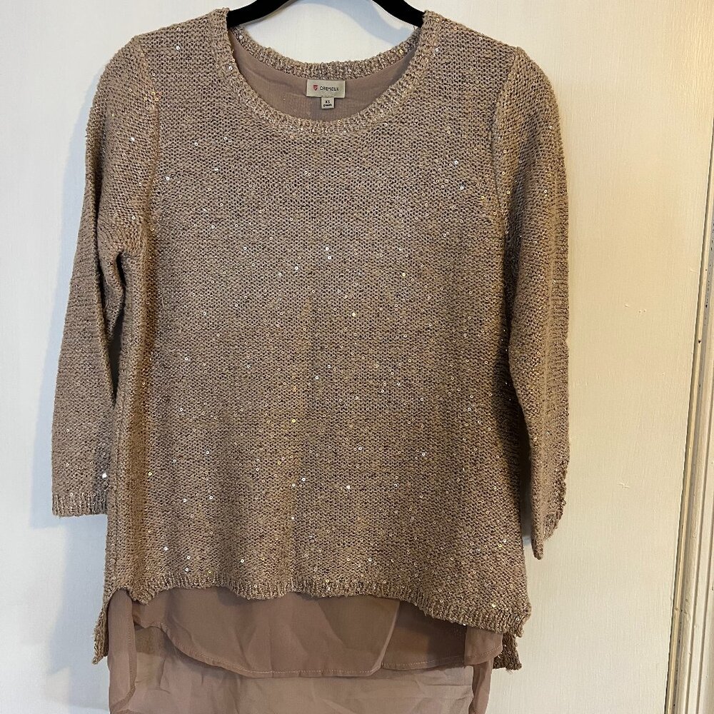 Sequined Sweater w/Mesh Underlay
